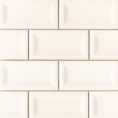 Domino Ceramic Tile Collection Almond Glossy Inverted Beveled - 3"x6" - FloorLife