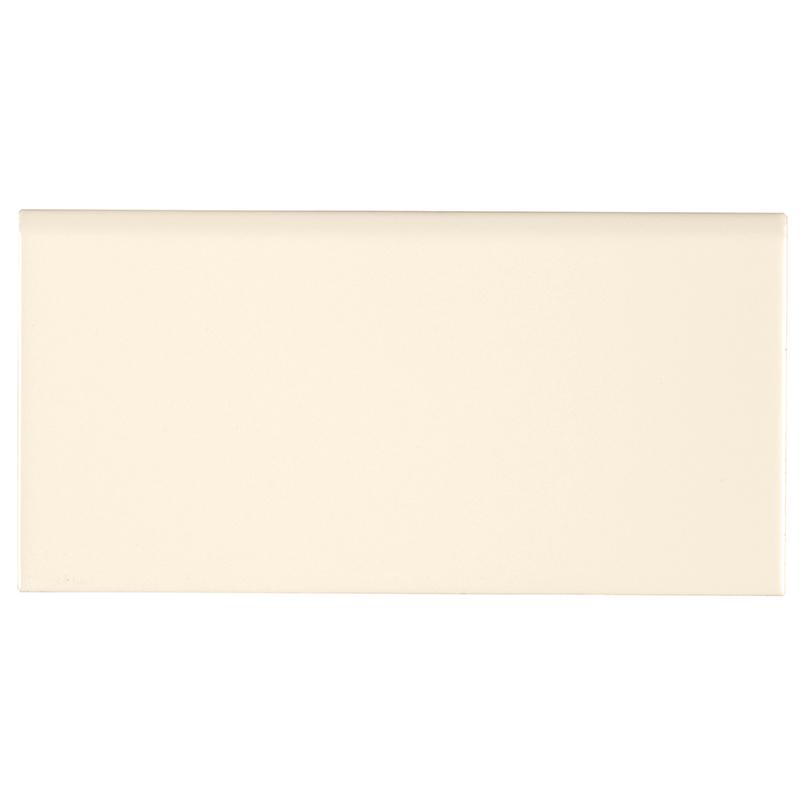 Domino Ceramic Tile Collection Almond Glossy Subway  Bull Nose - 3"x6" - FloorLife