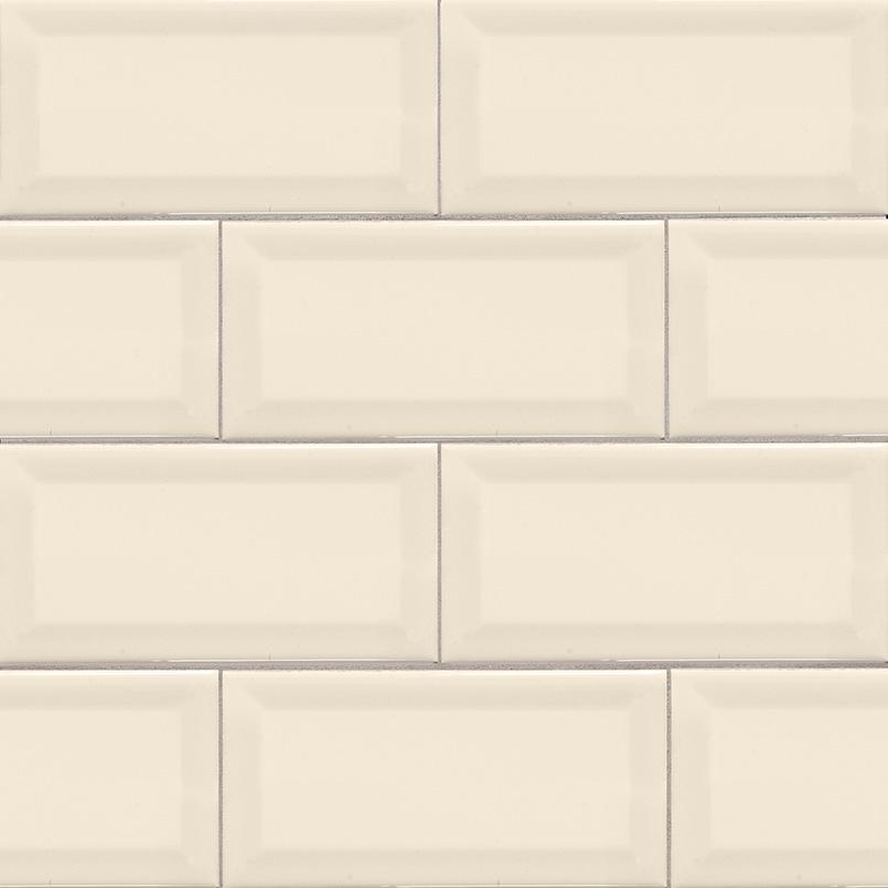 Domino Ceramic Tile Collection Almond Glossy Tile Beveled - 3"x6" - FloorLife