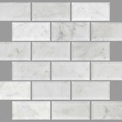 Shaw Tile Chateau 2x4 Beveled Edge Mosaic Bianco Carrara12x12
