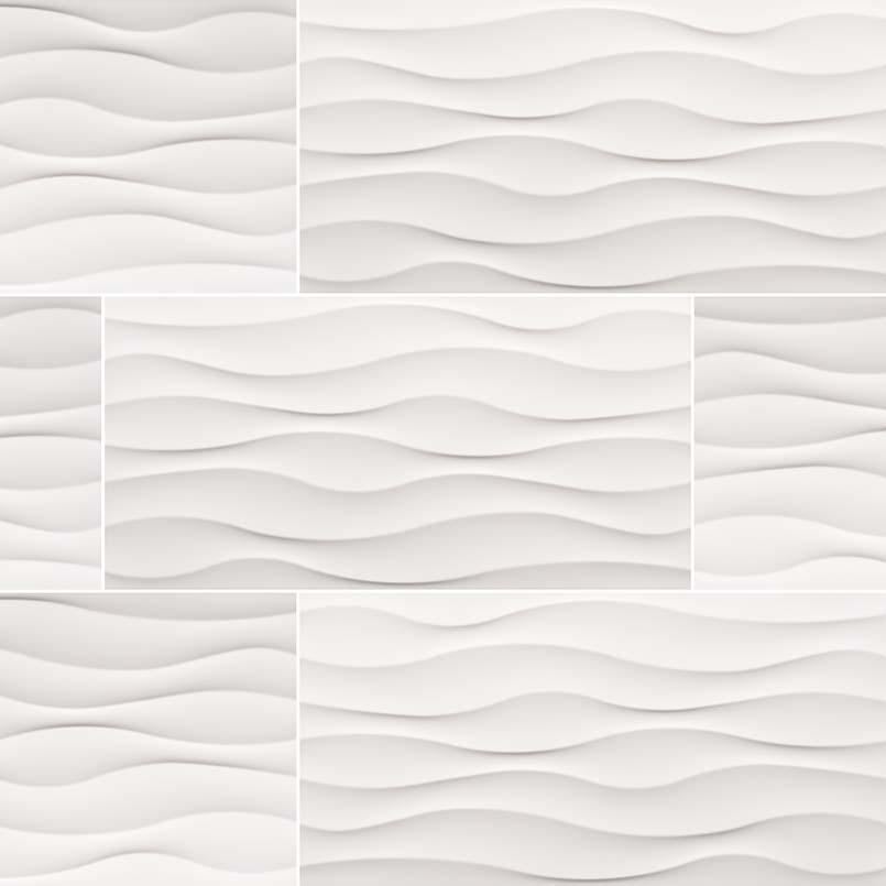 Dymo Ceramic Tile Collection Wavy White Glossy - 12"X24" - FloorLife