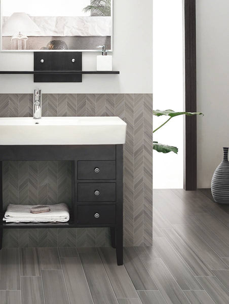 Watercolor Porcelain Tile Collection Graphite - 12"x24" Tile - FloorLife