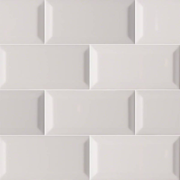 Domino Ceramic Tile Collection Gray Glossy Subway Tile Beveled - 3"x6" - FloorLife