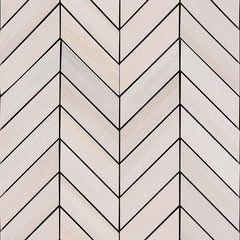 Watercolor Porcelain Tile Collection Bianco - 12"x15" Chevron Mosaic - FloorLife