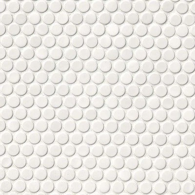 MSI Domino White Glossy Penny Round Mosaic Porcelain Tile