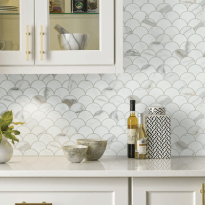 Shaw Tile Chateau Fan Mosaic Calacatta Gold