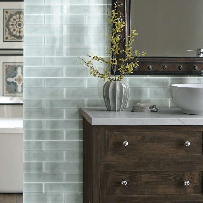 Shaw Tile Cardinal Cloud 3x12 Artisan Glass Wall