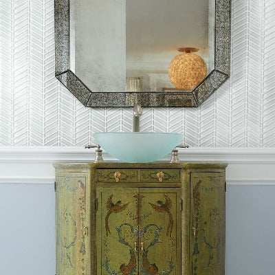 Shaw Tile Cardinal Ice Chevron Glass Mosaic Wall