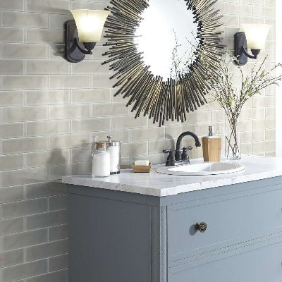 Shaw Tile Cardinal Mist 3x12 Artisan Glass Wall