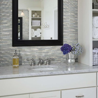 Shaw Tile Molten Linear Glass Pewter Wall