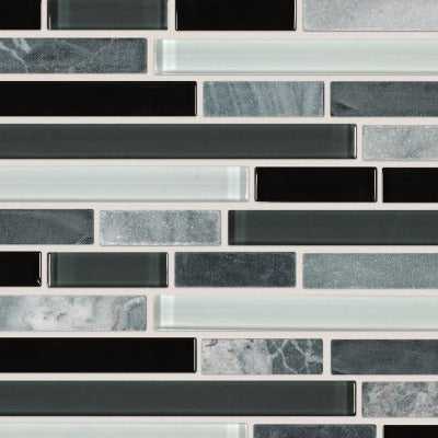 Shaw Tile Awesome Mix Midnight Random Linear Mosaic Wall
