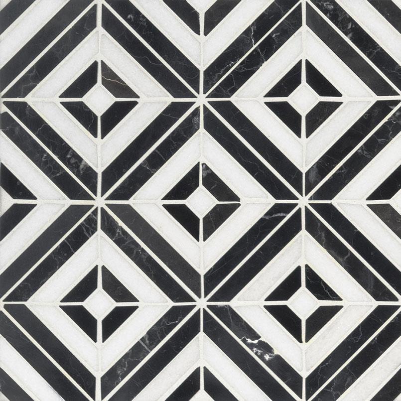 Marble Tile Collection Rhombix Nero Polished - 12"x12"