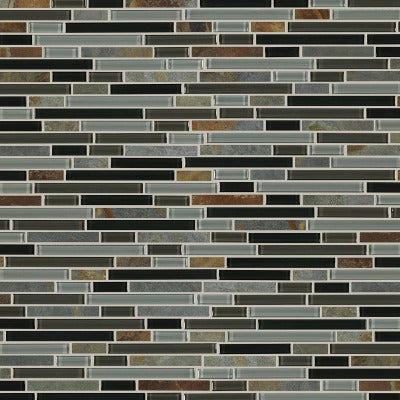 Shaw Tile Awesome Mix Smoky Mica Random Linear Mosaic Wall