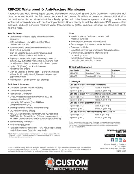 CBP-232 Waterproof & Anti-Fracture Membrane 5 Gallon