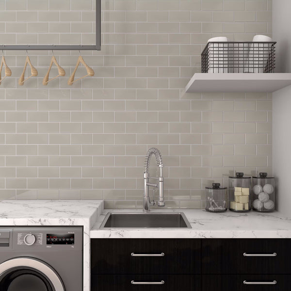 Daltile Amity Grey AM52 Wall Tile 3"x6" Room Scene