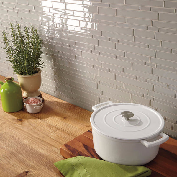 Daltile Amity Grey AM52 Mosaic Wall Tile 11"x13" Room Scene