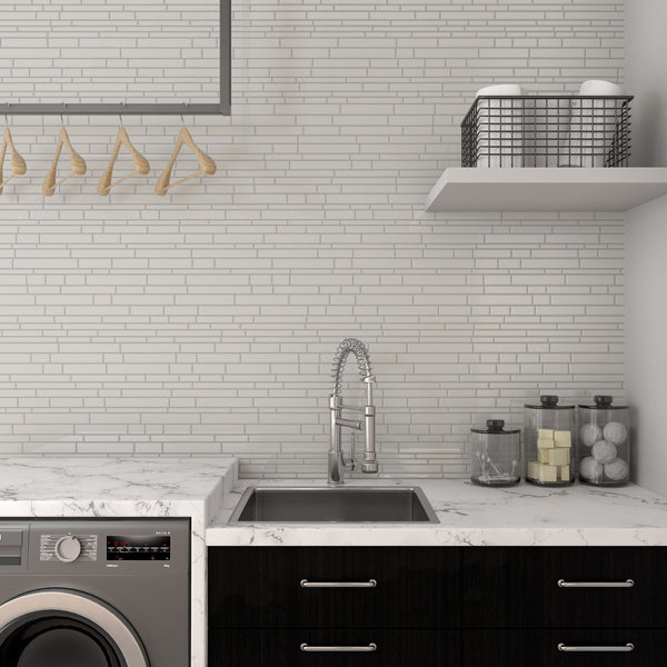 Daltile Amity White AM50 Mosaic Wall Tile 11x13 Room Scene