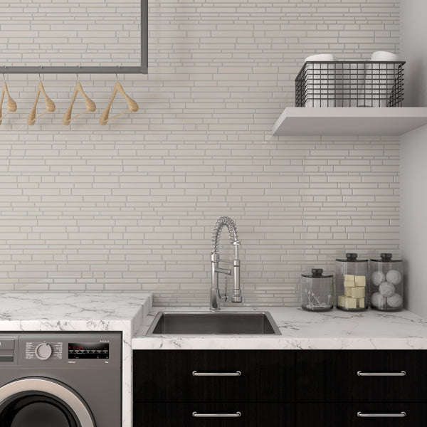 Daltile Amity Taupe AM51 Mosaic Wall Tile 11x13 Room Scene