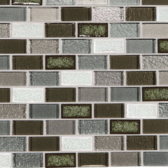 Daltile Crystal Shores Emerald Isle CS96 Brick Joint Mosaic 2"x1" Swatch
