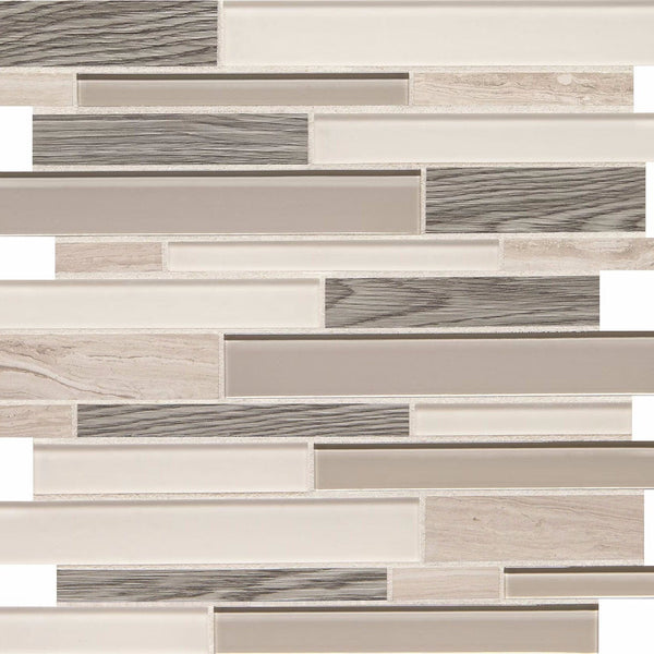 Daltile Idyllic Blends Serene Storm IB04 Linear Mosaic 12"x14" Swatch