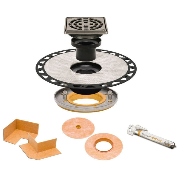 Schluter KERDI-DRAIN 5-1/4" ADAPT KIT ABS 4" SS GRATE Product Photo