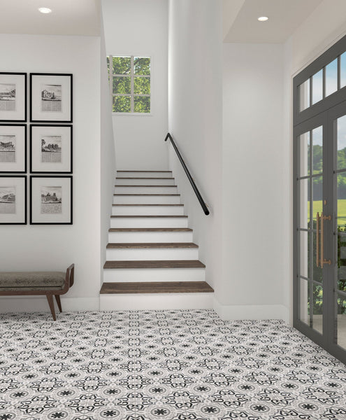 Daltile Memoir Crystal Black ME25 12"x12" Room Scene