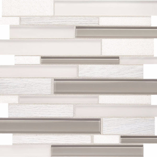 Daltile Idyllic Blends Tranquil Snow IB01 Linear Mosaic 12"x14" Swatch