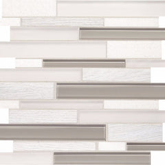 Daltile Idyllic Blends Tranquil Snow IB01 Linear Mosaic 12"x14" Swatch