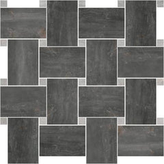 Paramount Tile Fossil Piombo 12" x 12" Semi-Polished Basket Weave Mosaic