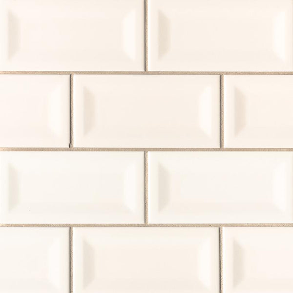 Domino Ceramic Tile Collection Almond Glossy Inverted Beveled - 3"x6" - FloorLife