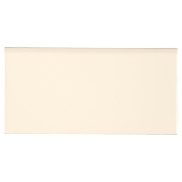 Domino Ceramic Tile Collection Almond Glossy Subway  Bull Nose - 3"x6" - FloorLife