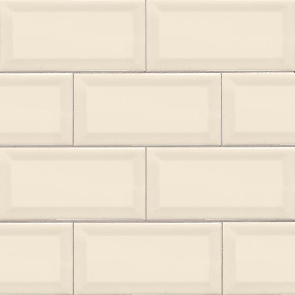 Domino Ceramic Tile Collection Almond Glossy Tile Beveled - 3"x6" - FloorLife