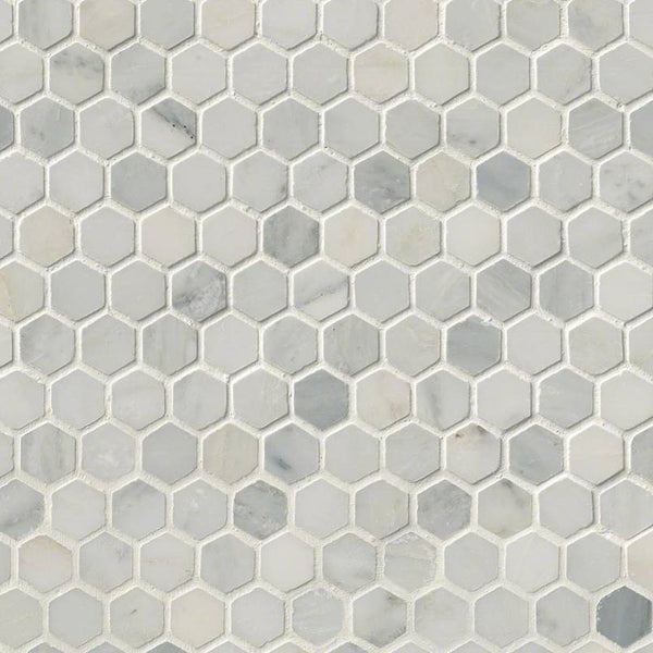 Marble Tile Collection Arabescato Carrara 1" Hexagon In 12"x12" Mesh - FloorLife