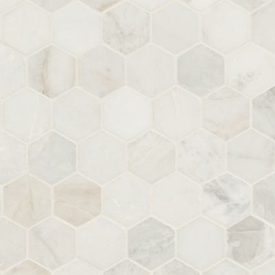 MSI Arabescato Venato White 2" Hexagon Honed