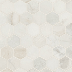 MSI Arabescato Venato White 2" Hexagon Honed