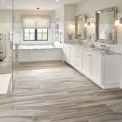 Aspenwood Porcelain Tile Collection Ash - 9"x48" - FloorLife