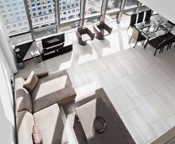 Watercolor Porcelain Tile Collection Bianco - 12"x24" Tile - FloorLife