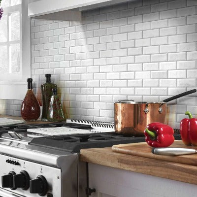 Shaw Tile Chateau 2x4 Beveled Edge Mosaic  Bianco Carrara12x12