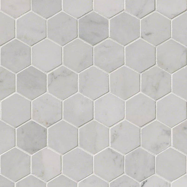 Marble Tile Collection Carrara White 2" Hexagon - FloorLife