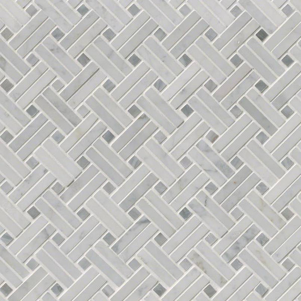 Marble Tile Collection Carrara White Basketweave Pattern - FloorLife