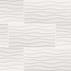 Dymo Ceramic Tile Collection Wavy White Glossy - 12"X24" - FloorLife