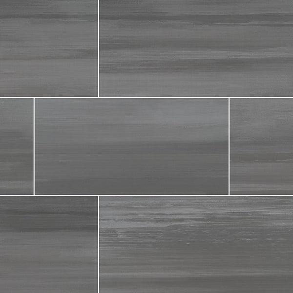 Watercolor Porcelain Tile Collection Graphite - 12"x24" Tile - FloorLife