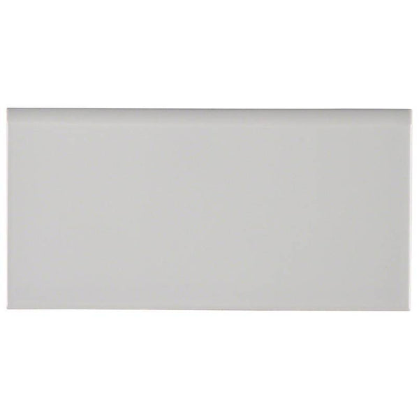 Domino Ceramic Tile Collection Gray Glossy Bull Nose- 3"x6" - FloorLife