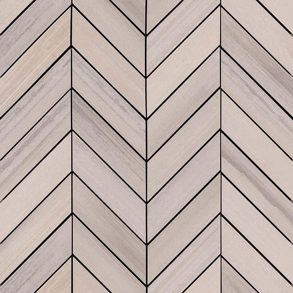 Watercolor Porcelain Tile Collection Grigio - 12"x15" Chevron Mosaic - FloorLife