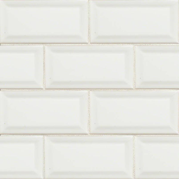 Domino Ceramic Tile Collection White Glossy Beveled - 3"x6" - FloorLife