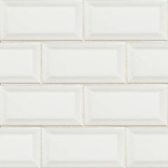 Domino Ceramic Tile Collection White Glossy Beveled - 3"x6" - FloorLife