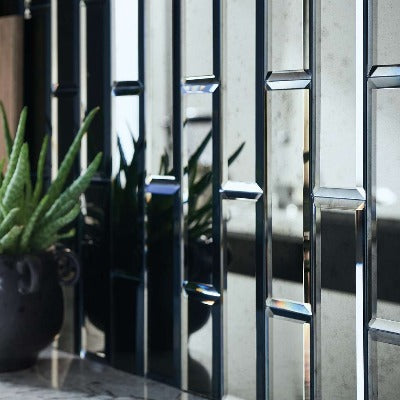 Shaw Tile Lucerne Antique Silver Beveled Mirror 3x9