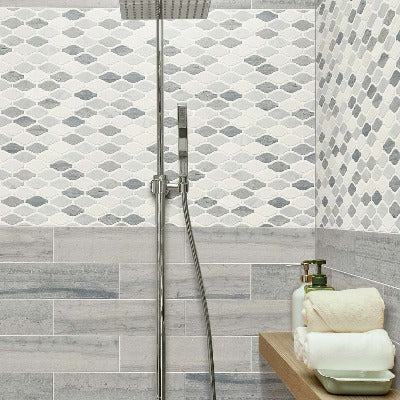 Shaw Tile Chateau Ornament Bianco Carrara Blue Grigio Thassos 12x12