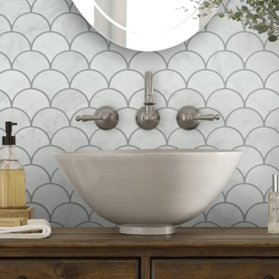 Shaw Tile Chateau Fan Mosaic Bianco Carrara