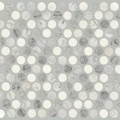 Shaw Tile Chateau Penny Round Mosaic Bianco Carrara Blue Grigio